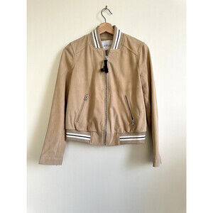 10 CROSBY DEREK Lam Women's Suede bomber jacket $800 Sz XS in butter